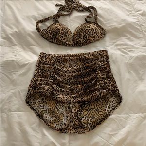 High Waist Leopard Bathing Suit